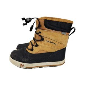 Merrell Boy's Tan Black Snow Bank 2.0 Leather Classic Ankle Snow Boots Size 2M